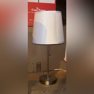 Classic White Fabric Shade Desk Lamp with Brushed Metal Base